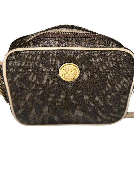 MICHAEL Michael Kors Handbags - MICHAEL Michael Kors Brown Logo Crossbody with Gold Accent